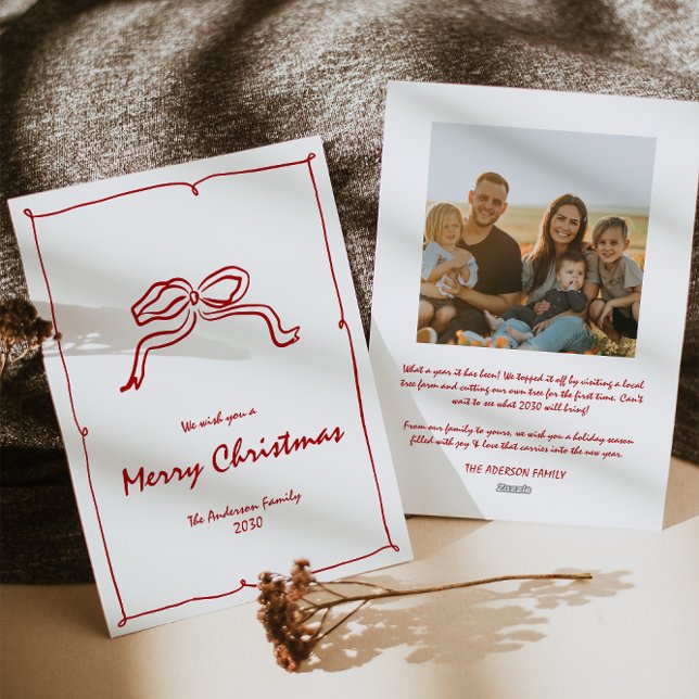 Red Knot Modern Christmas Photo Holiday Card (Creator Uploaded)
