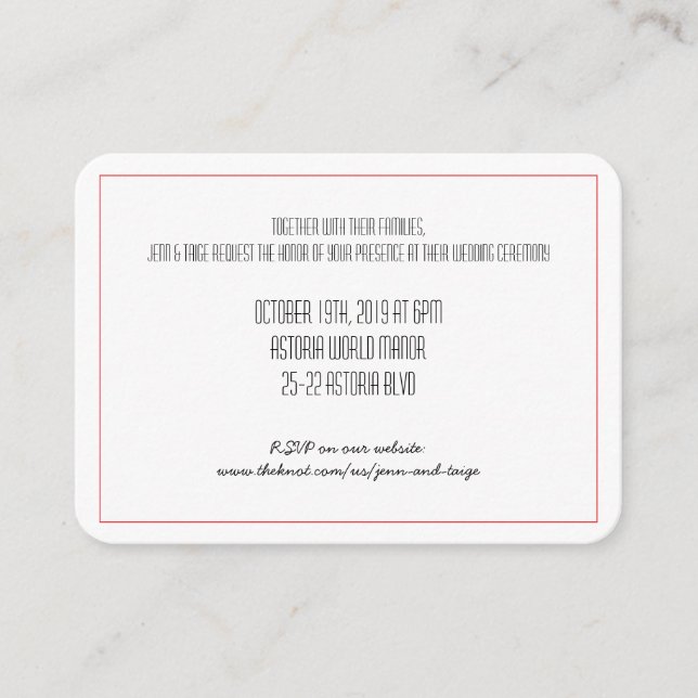 Red Knot Save the Date Invitation | RSVP card (Front)