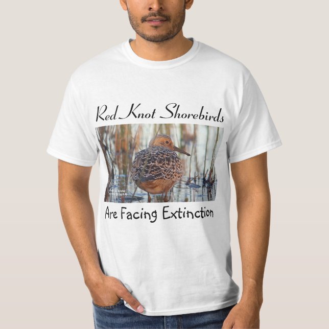 Red Knot Shorebirds Face Extinction by RoseWrites T-Shirt (Front)