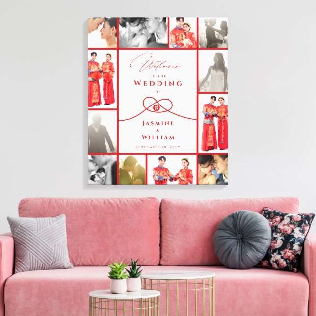 Red Knot Union Double Happiness Chinese Wedding Canvas Print (Insitu(LivingRoom))