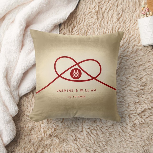 Red Knot Union Double Happiness Chinese Wedding Cushion (Blanket)