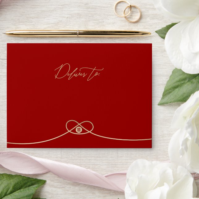Red Knot Union Double Happiness Chinese Wedding Envelope (Wedding)