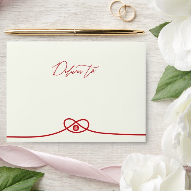 Red Knot Union Double Happiness Chinese Wedding Envelope (Wedding)