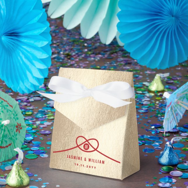 Red Knot Union Double Happiness Chinese Wedding Favour Box (Party)