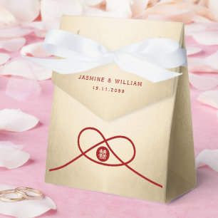Red Knot Union Double Happiness Chinese Wedding Favour Box