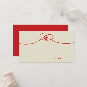 Red Knot Union Double Happiness Chinese Wedding Place Card