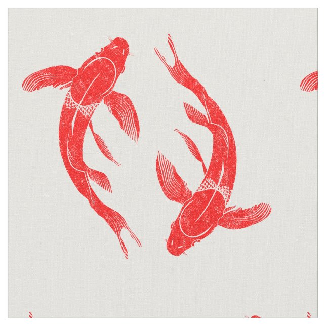 Red Koi Fish Fabric (Close Up)