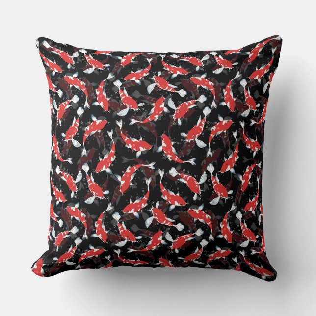 Red Koi Fish Pattern Cushion (Front)