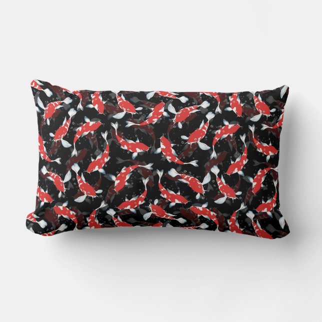 Red Koi Fish Pattern Lumbar Cushion (Front)