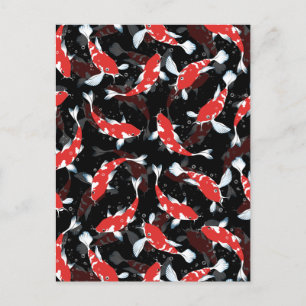 Red Koi Fish Pattern Postcard
