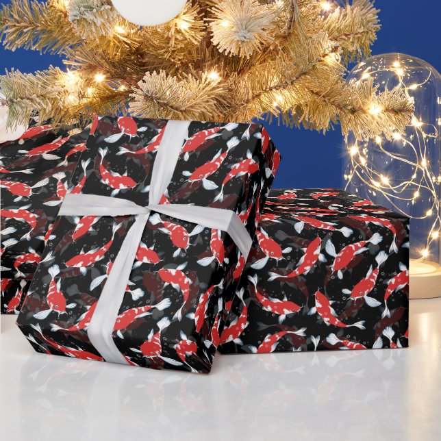 Red Koi Fish Pattern Wrapping Paper (Holidays)