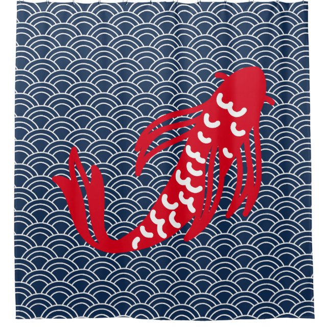 Red Koi Fish Shower Curtain (Front)