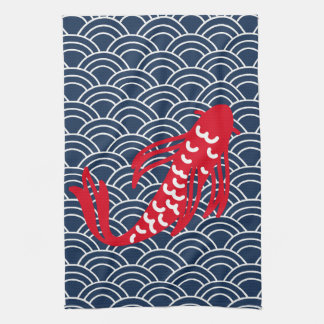Red Koi Fish Tea Towel