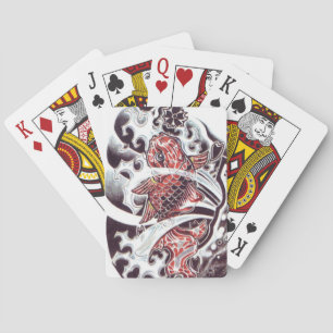 Red Koi Tattoo Design Playing Cards