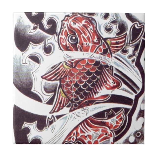 Red Koi Tattoo Design Tile (Front)