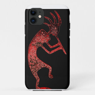red kokopelli on black background case