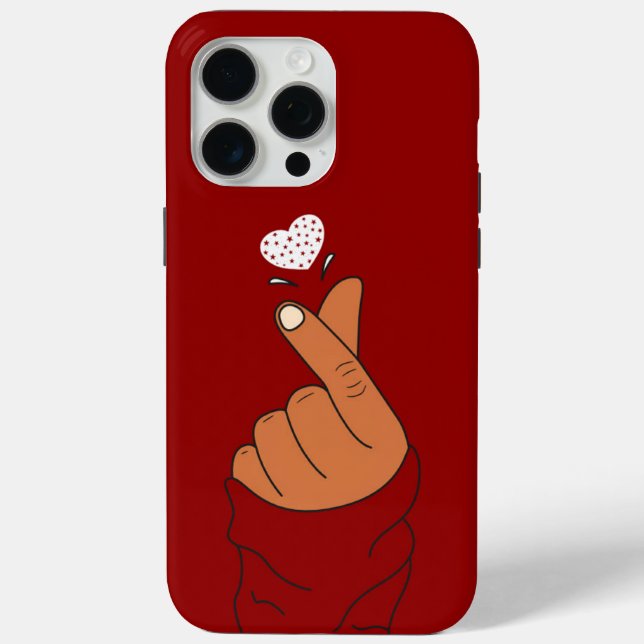 Red Korean Finger Love Heart Hand Sign Warm Skin Case-Mate iPhone Case (Back)