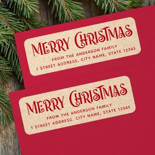 Red Kraft festive Merry Christmas return address