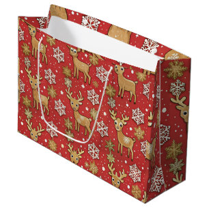 Red Kraft Paper Christmas Wrapping Festive Large Gift Bag