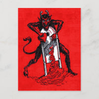 Red Krampus Slicing Heart