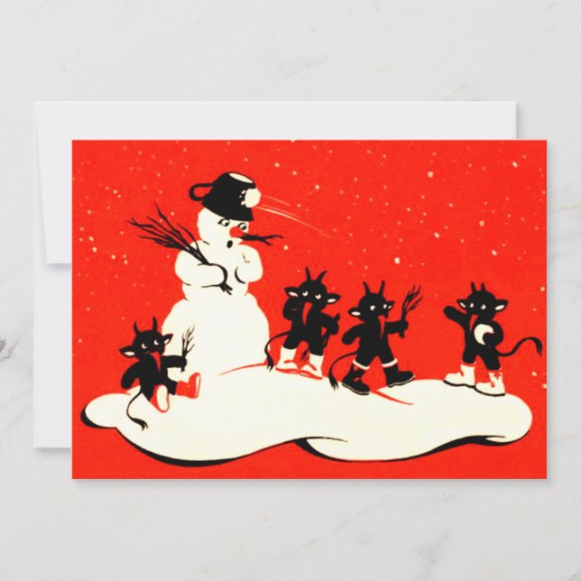 Red Krampus Snowball Fight Snowman (Front)