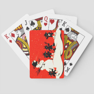 Red Krampus Snowball Fight Snowman Switch Playing Cards
