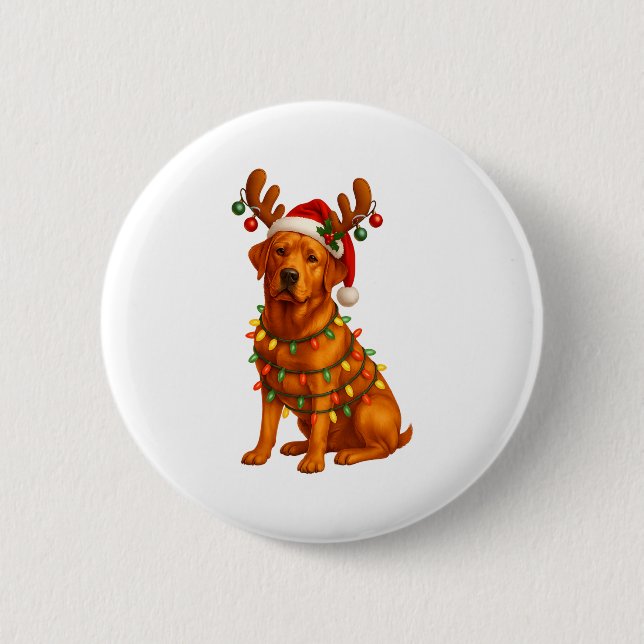 Red Lab Christmas Tree Light Pajama Labrador Dog L 6 Cm Round Badge (Front)