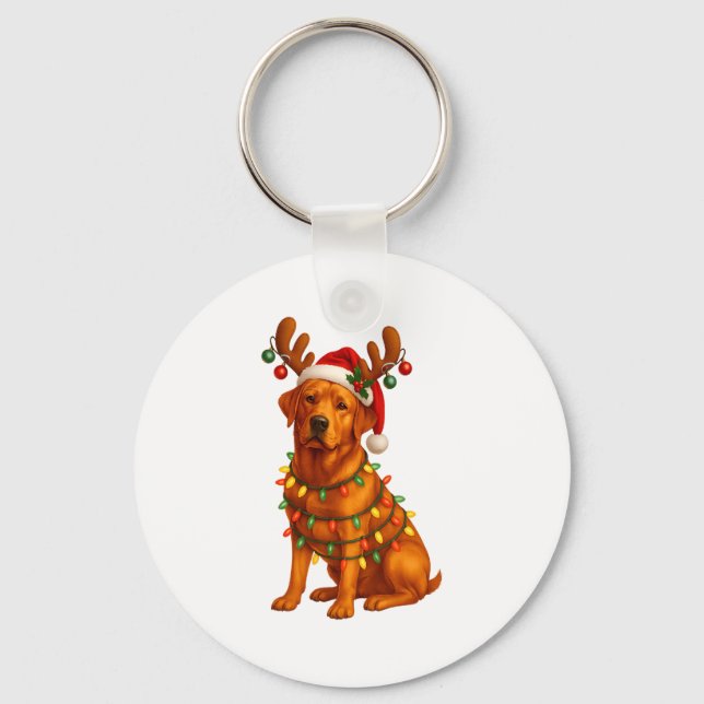 Red Lab Christmas Tree Light Pajama Labrador Dog L Key Ring (Front)