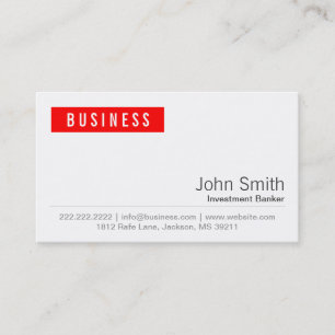 Red Label Investment Banker Business Card