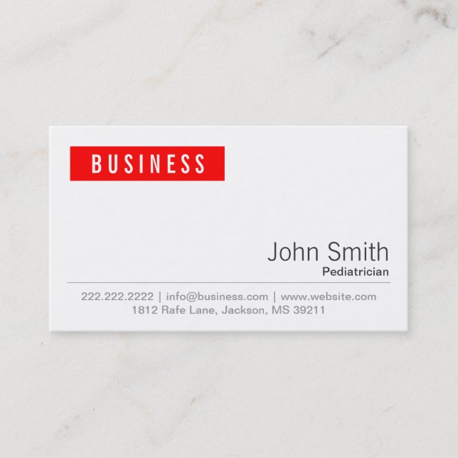 Red Label Paediatrician Business Card (Front)