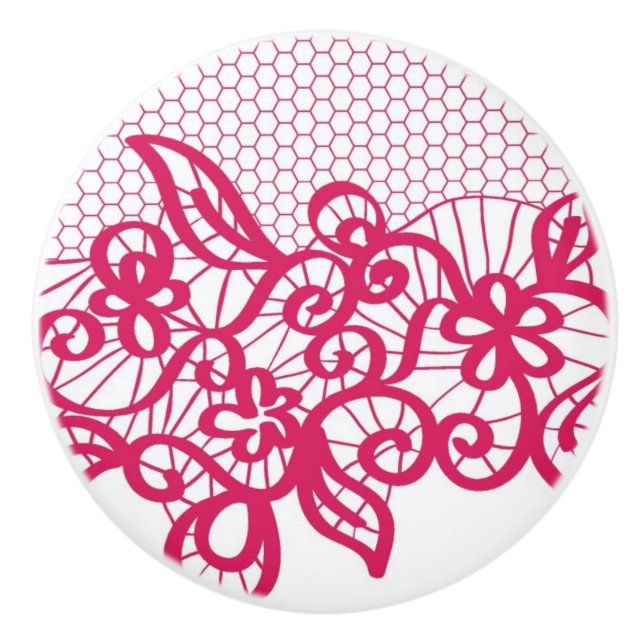 Red lace ceramic knob (Front)