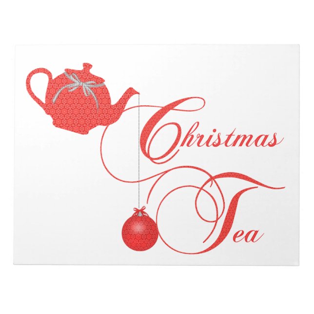 Red Lace Christmas Tea Party Notepad (Front)