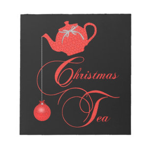 Red Lace Christmas Tea Party Notepad
