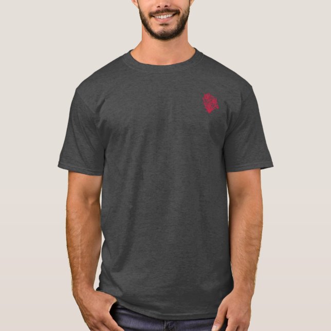 Red Lace Daffodils Emblem | Blossom Basics T-Shirt (Front)