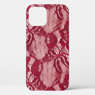 Red lace: elastic jacquard textile. iPhone 12 case