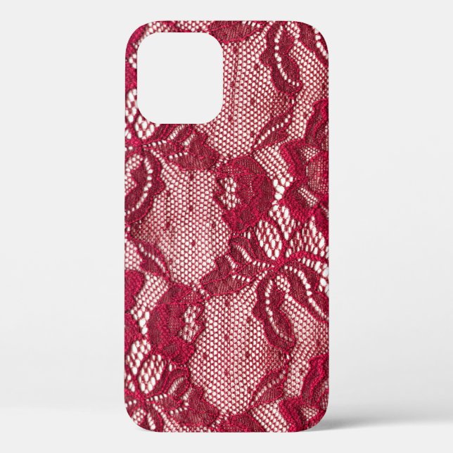Red lace: elastic jacquard textile. Case-Mate iPhone case (Back)