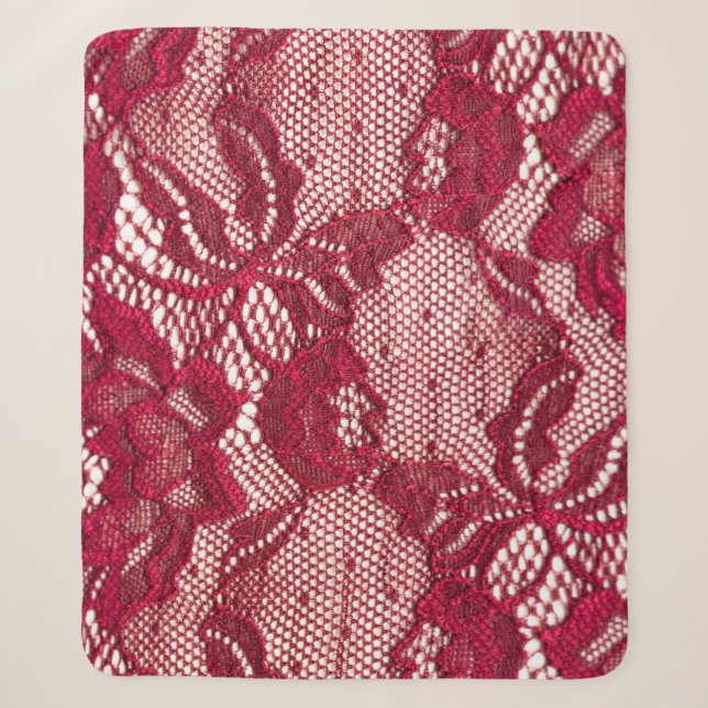 Red lace: elastic jacquard textile. sherpa blanket (Front)