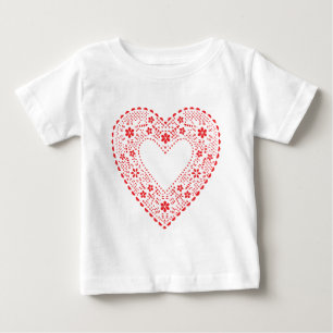 Red Lace Heart Baby T-Shirt