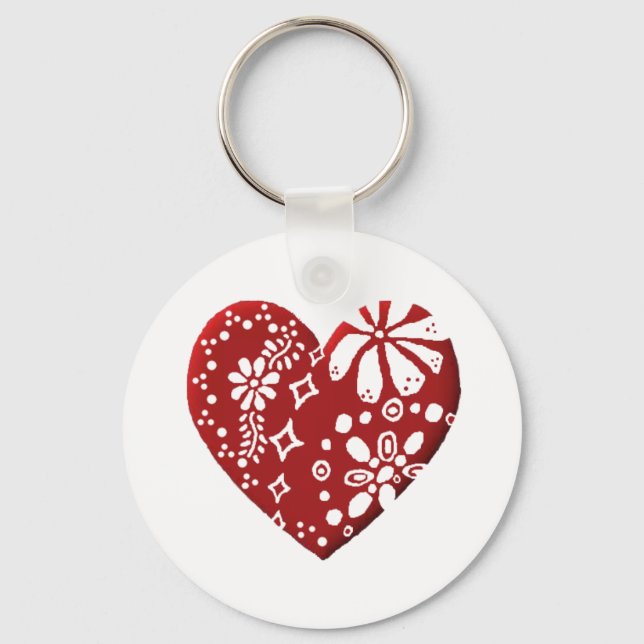 Red Lace Heart Key Ring (Front)