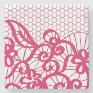 Red lace stone coaster