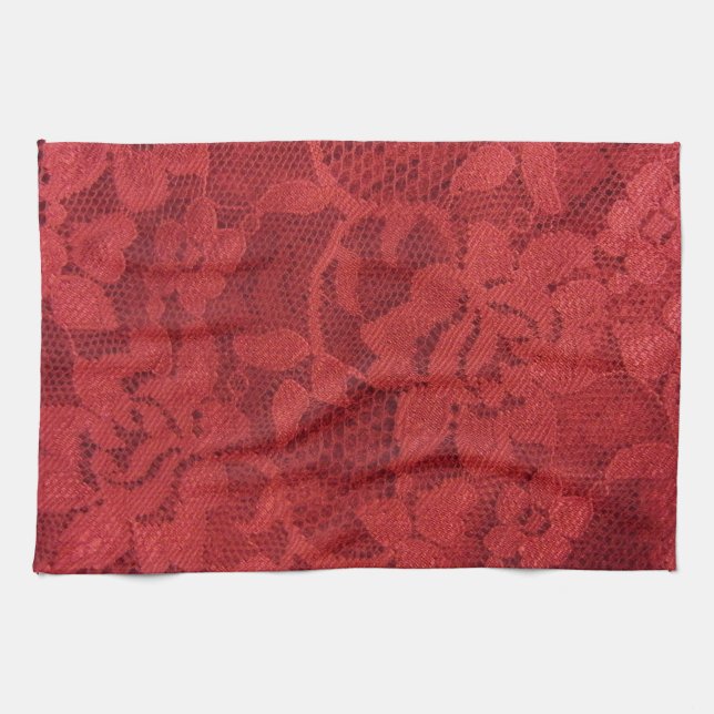 Red Lace Tea Towel (Horizontal)