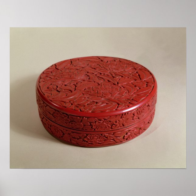 Red lacquer box decorated with peonies, 1426-27 poster (Front)
