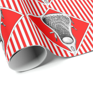 Red Lacrosse Sports Gift Wrapping Paper