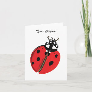 Red Lady Bug Good Luck Ambassador Illustration Note Card