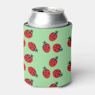 Red Lady Bug Illustration Can Cooler