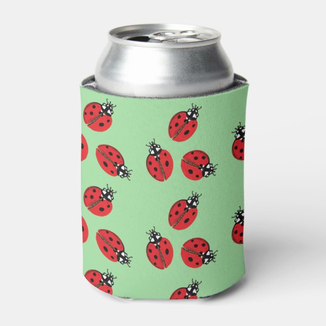 Red Lady Bug Illustration Can Cooler (Can Front)