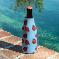 Red Lady Bug Illustration Light Blue