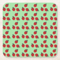 Red Lady Bug Illustration Light Green
