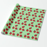 Red Lady Bug Illustration Light Green