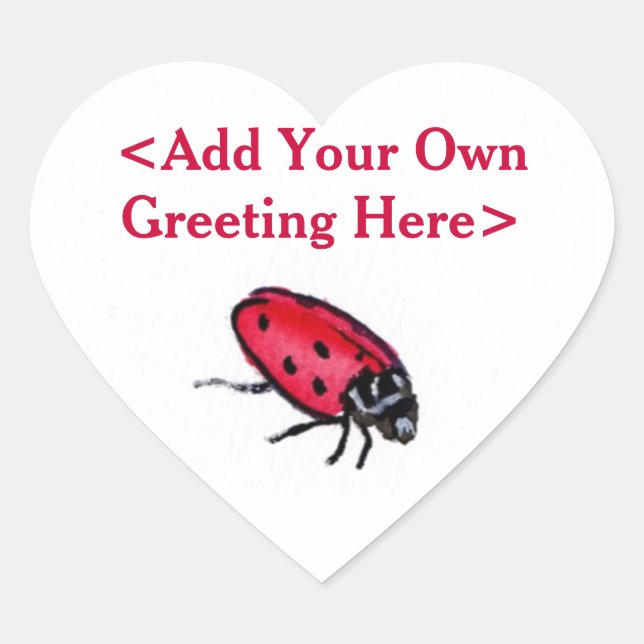 Red Lady Bug Insect Custom Art Decal Heart Sticker (Front)